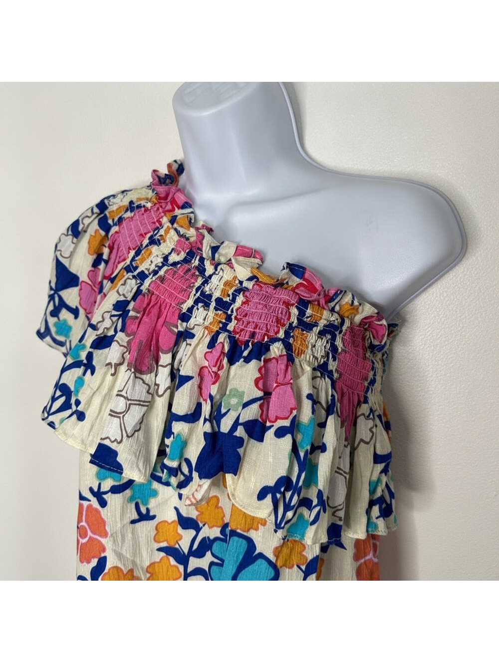 Rachel Rachel Roy Medium Floral Ruffle One-Sleeved Off-the-Shoulder Blouse - Picture 3 of 6